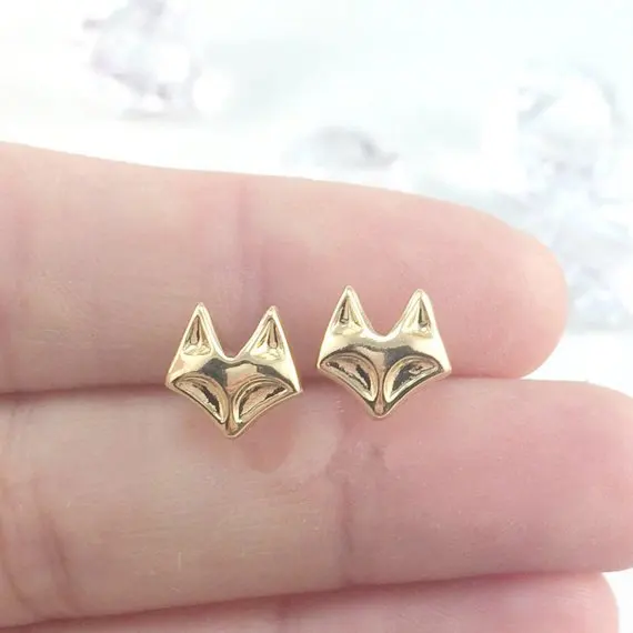 

50Pairs Tiny Fox Stud Earrings Cute Paper Origami Cute Fox Face Head Earring Stud Simple Minimalist Animal Jewelry for Women