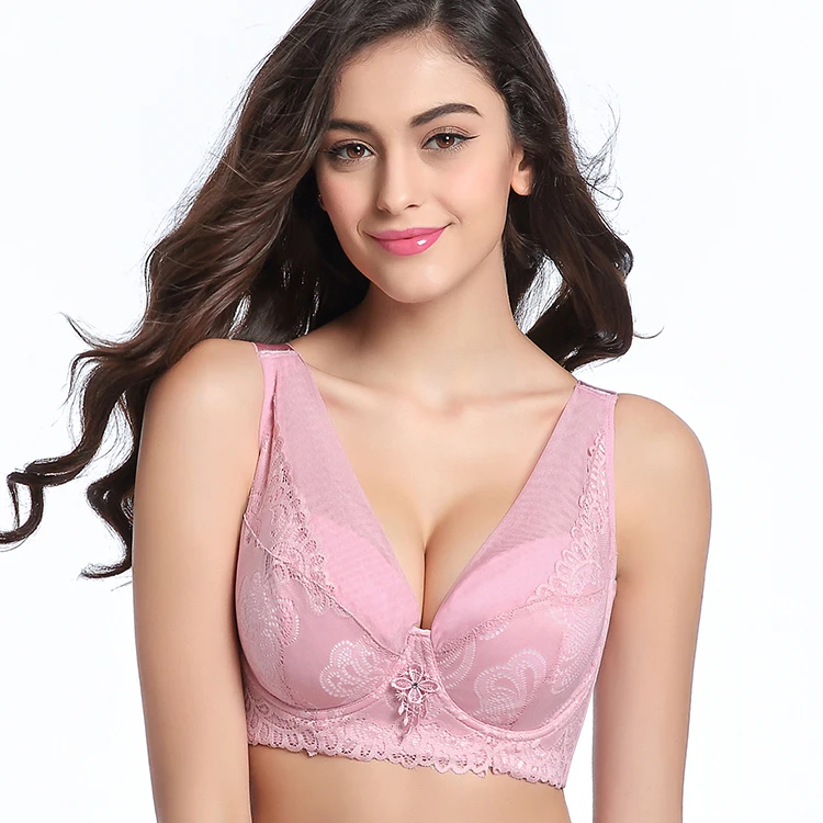 

women's Sexy lace vest red bra plus size bralette thin full cup 5-Hook Thin Bra soutien gorge brassiere push up 50DEF size bra