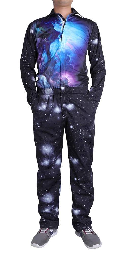 Rompers Men Long Sleeve 3d Space Galaxy Jumpsuit Playsuit Harem Cargo ...