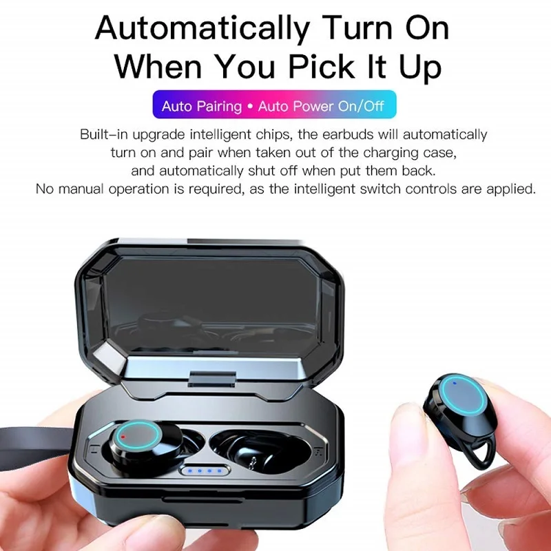 Беспроводные наушники TWS Super Bass Bluetooth 5 0 3D IPX6 беспроводные для улицы 3000 мА/ч внешний