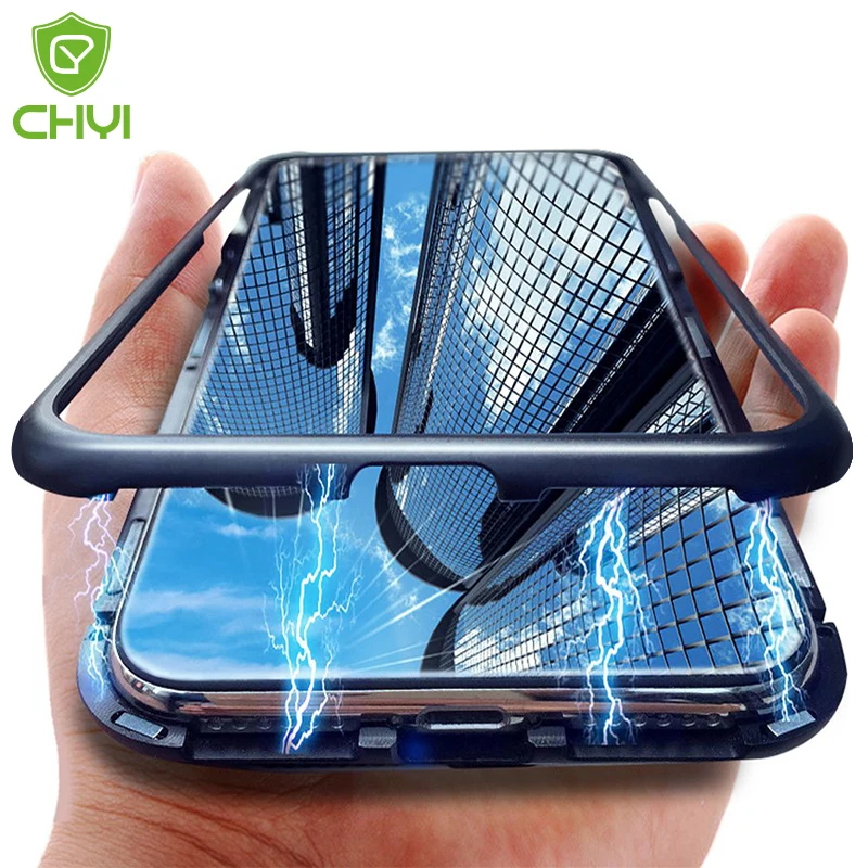 

CHYI Magnet Adsorption Case for Huawei Mate 20 pro Tempered Glass Built-in Magnetic Case for Mate20 glass Back Cover bumper