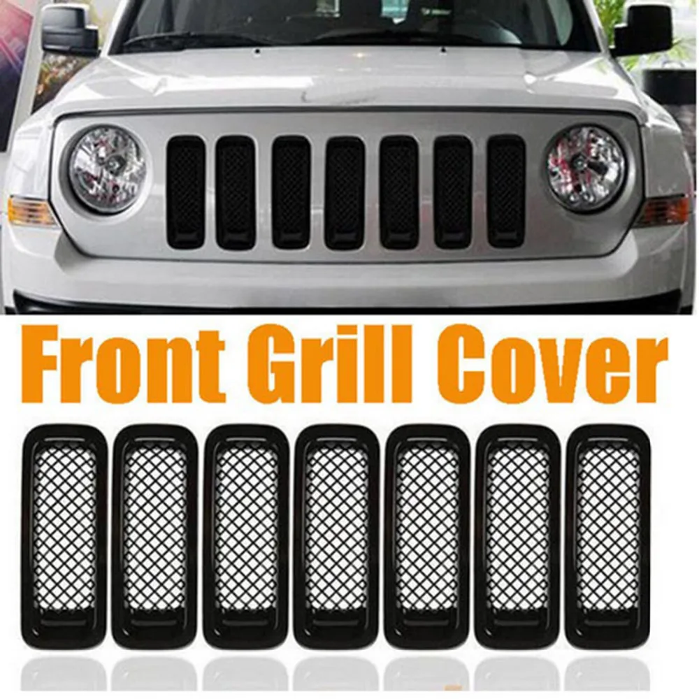 Chuang Qian 7Pcs Front Mesh Grill Grille Guard Insert Trim Kit For Jeep