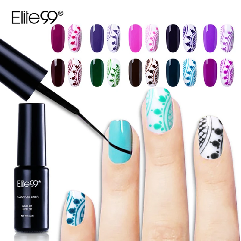 

Elite99 Color Gel Liner 7ml Nail Gel Polish Painting Manicure Soak Off DIY Smooth Liner Drawing Gel UV LED Cure 30 Colors