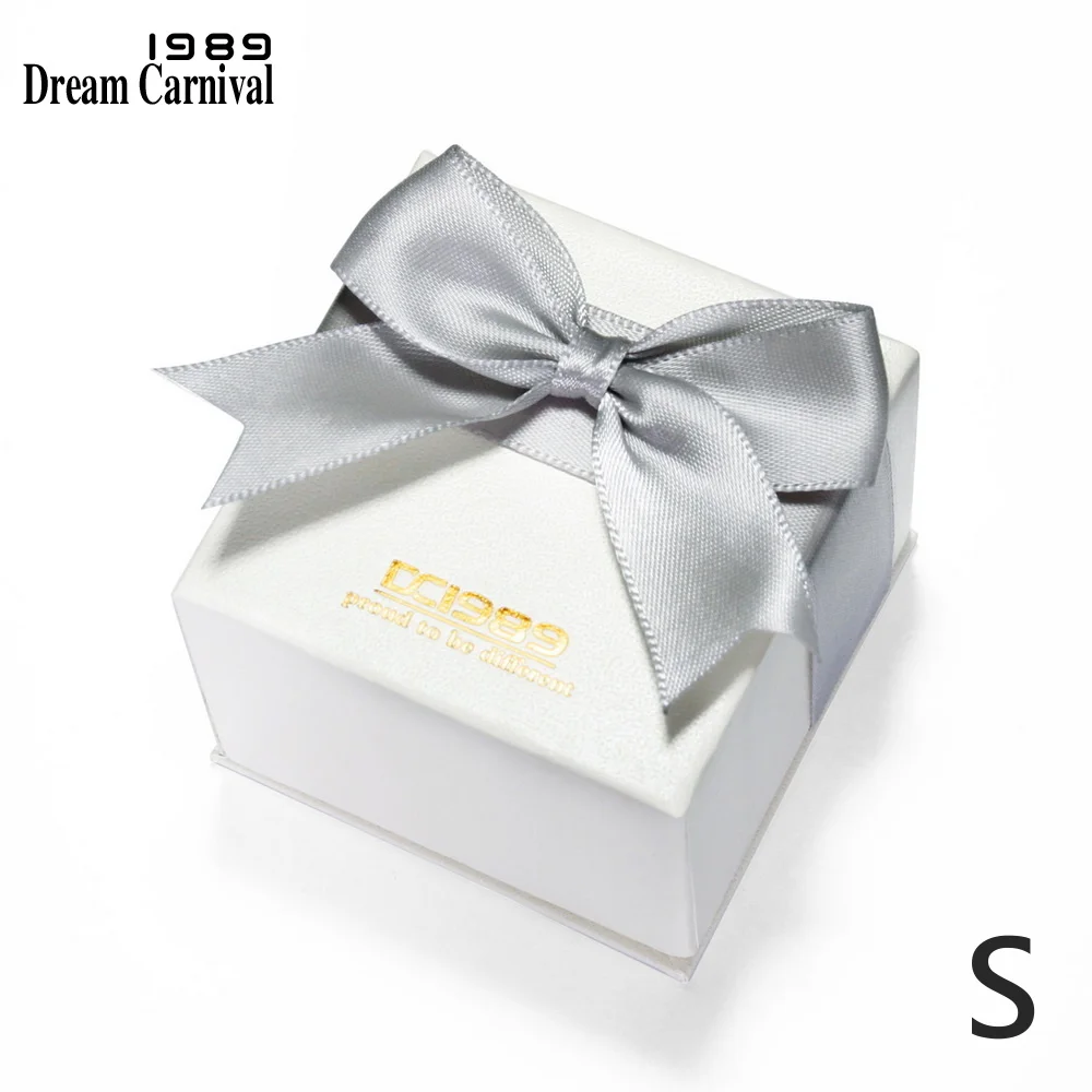 

DreamCarnival 1989 Deluxe Cream White Color High Quality Grey Ribbon Small Jewelry Gift Box for Rings BOX5-1 (small)