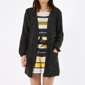 

Autumn Winter Women Long Cardigans Open Stitch Poncho Knitting Sweater Full Sleeve With Pockets Winter Warm Sweater Coat