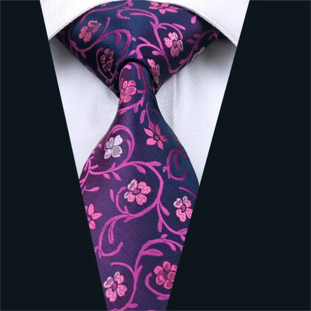 Dh-1000 Для мужчин s галстук фиолетовый цветочный галстук шелк жаккард Галстуки для Для мужчин Бизнес Свадебная нарядная одежда, Бесплатная