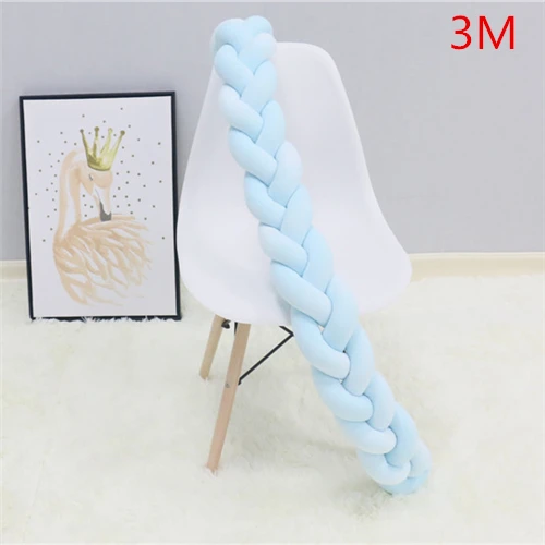 2 м/3 м длина noary узел новорожденный бампер длинная завязанная коса подушка детская кровать бампер в кроватку Декор детской комнаты - Цвет: blue 3M
