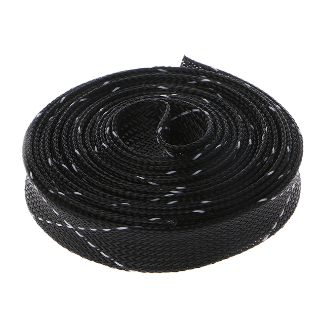 5M 4 25mm Expandable PET Black Braided Cable Sleeving Sheathing Wire