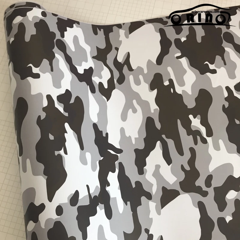 Military Black White Grey Camouflage Vinyl Film-3