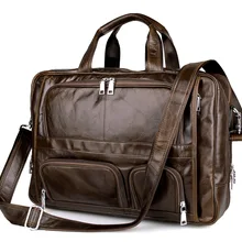 Высокое качество натуральная кожаный деловой портфель мужская сумка для ноутбука Мягкая воловья Сумка Большая вместительная сумка