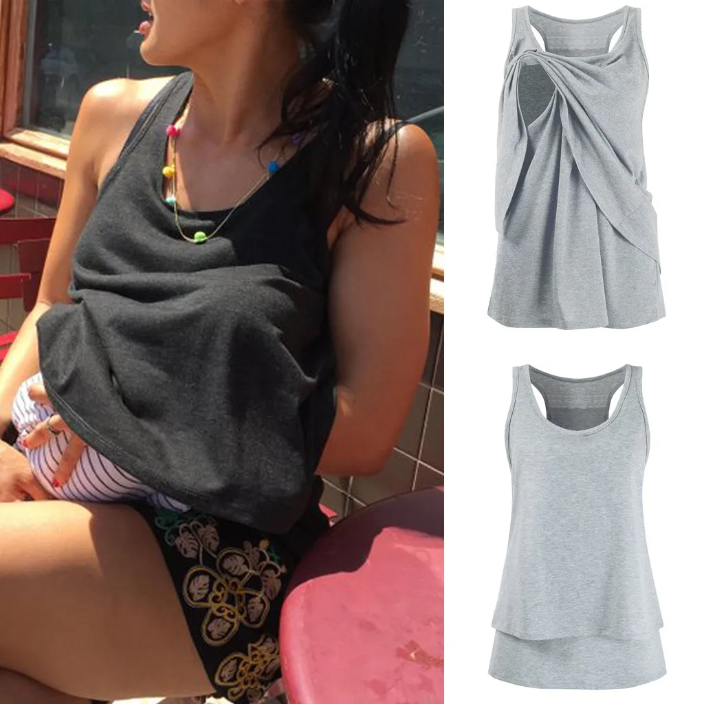 

Women Maternity Sleeveless o-neck T Shirt solid Casual Top maternity blouses and tops for pregnant ropa embarazada