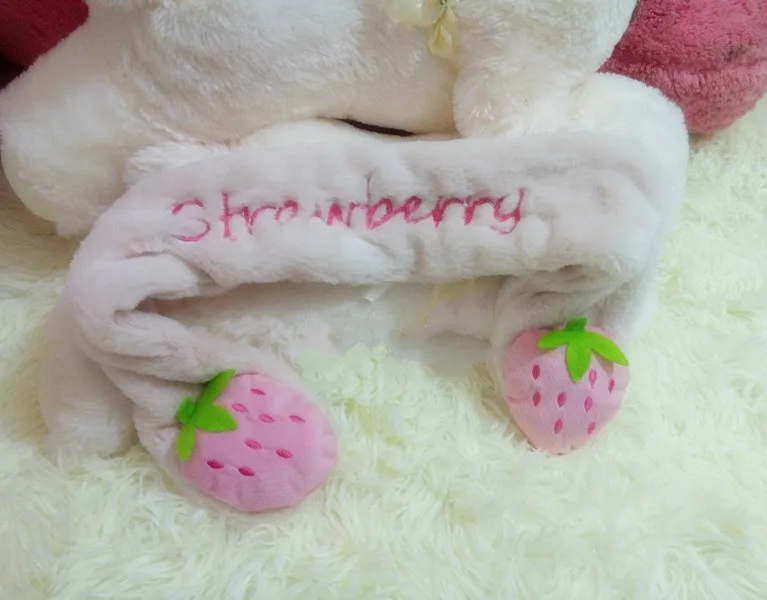 Милый зимний шарф в японском стиле Harajuku Kawaii мягкий меховой воротник Клубника с