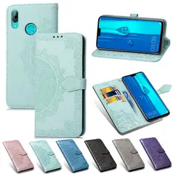 WeeYRN huawei Y9 2019 Винтаж 3D тиснением Мандала Цветок Кожаный чехол на huawei Y9 2019 Роскошный кошелек Флип Чехол на Хуавей Y9 2019 чехол книжка