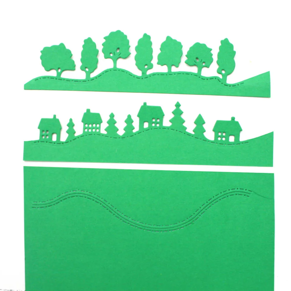 

Houses Forest Trees Metal Cutting Dies Stencil For Scrapbooking Album Embossing DIY Gift Card Handcrafts Template New Dies