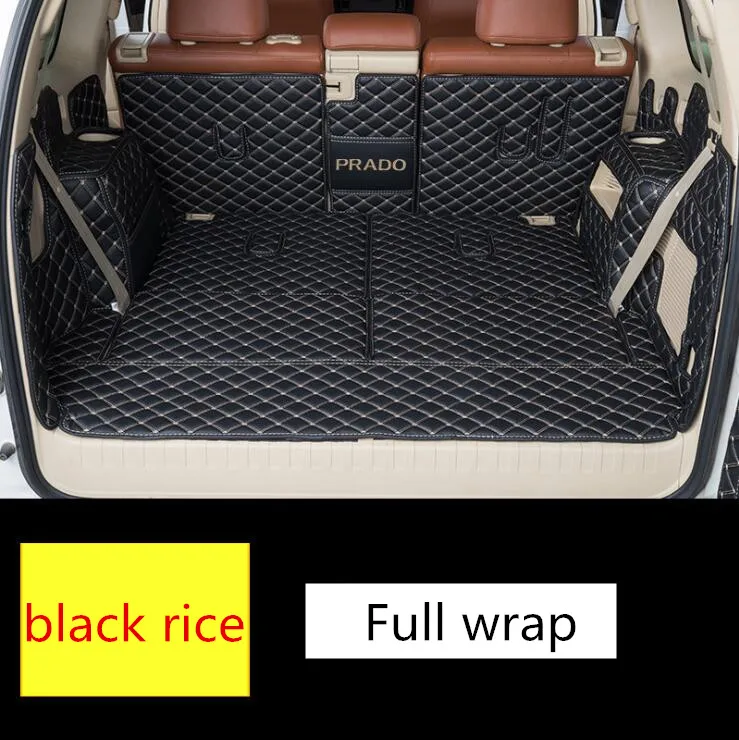 Автомобильный задний багажник коврик прочный ботинок ковры для Toyota Land Cruiser Prado 150 2010 2011 2012 - Название цвета: C  Black rice noodle