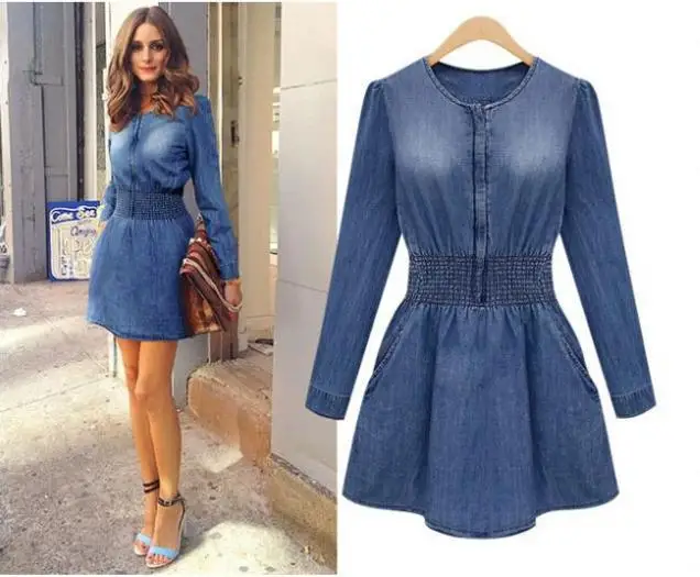 2015 Spring Autumn Women's Plus Size Jeans Dress Denim