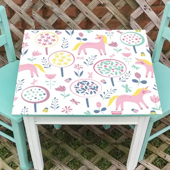 

Pink Cartoon Unicorn Waterproof Wallpaper Sticker PVC Table Decals Desk Self-adhesive Stickers Decor Ornaments Home Decoration
