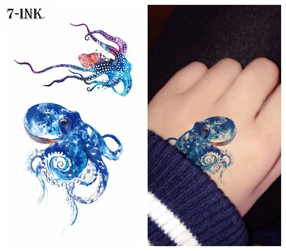 

Waterproof Temporary Tattoos sticker color Sea Octopus tattoo Water Transfer fake tatto flash tatto 10.5*6 cm for kid man woman