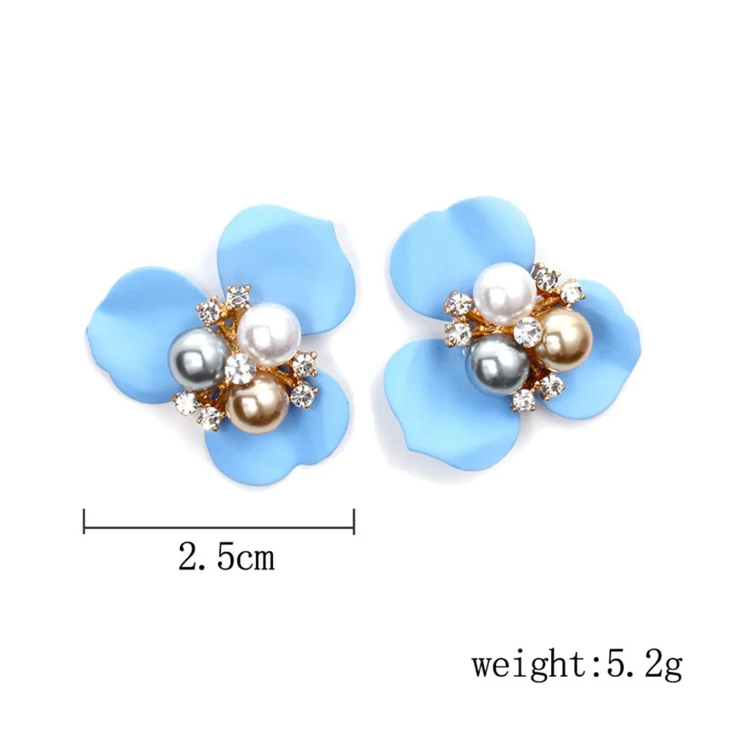 Vintage Charms Resin Flower Pearl Crystal Wedding Earrings For Women Bridal Bohemian Outdoor Wedding Jewelry Accessories Decor