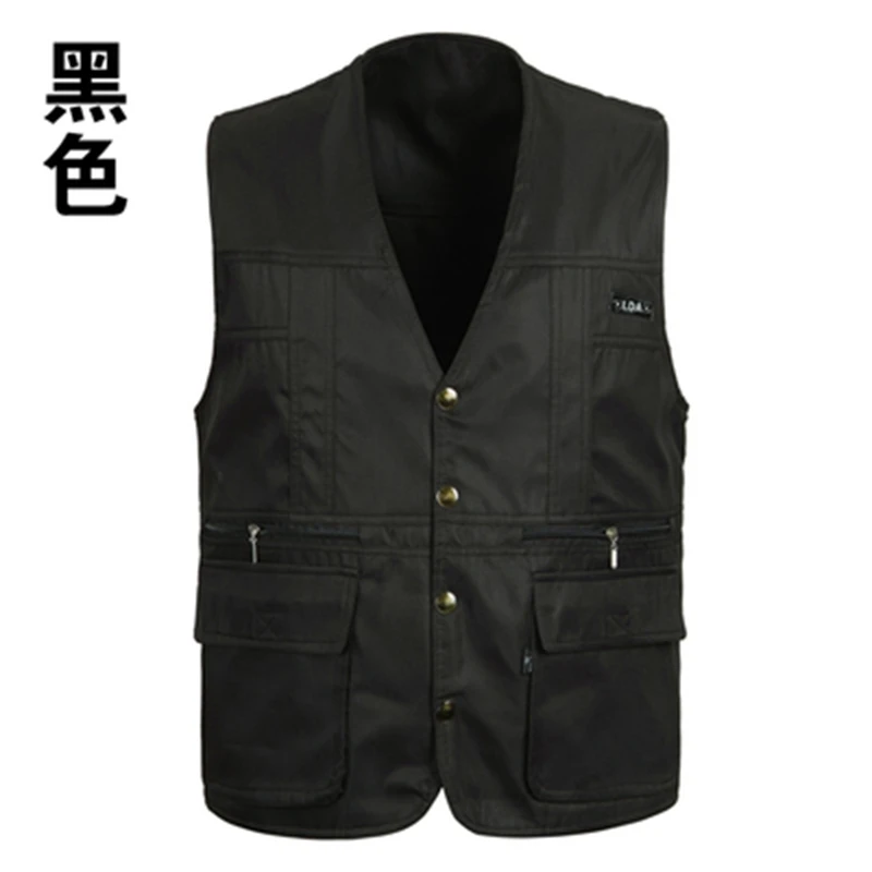 Goedkoop 4 kleuren Mannelijke Casual Multi Pocket Vest Voor de Zomer Mannen Effen Fotograaf Schieten Bovenkleding Rits Vest Mouwloze Jas