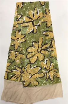 

High class shinning party material African tulle fabric with sequins French net apparel material PDN432(5yards/lot)