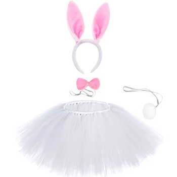

Kids Girls Bunny Tutu Set White Tutu Skirt with Rabbit Ears and Tail Baby Girls Easter Bunny Costume Birthday Party Tutu Outfit