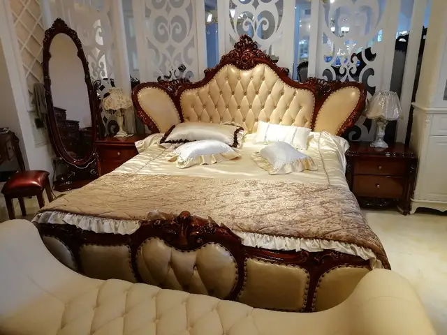 Us 1880 0 High Quality Modern Luxury Wooden Beds Furniture Sets Design French Carving Leather Bed King Size Bed In Beds From Furniture On