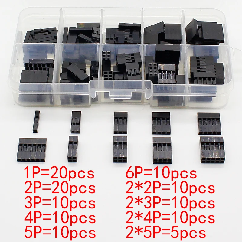 115 шт. наборы Dupont с коробкой 1P/2P/3P/4P/5P/6P/2*2/2*3/2*4/ 2 * 5Pin корпус пластиковый терминал