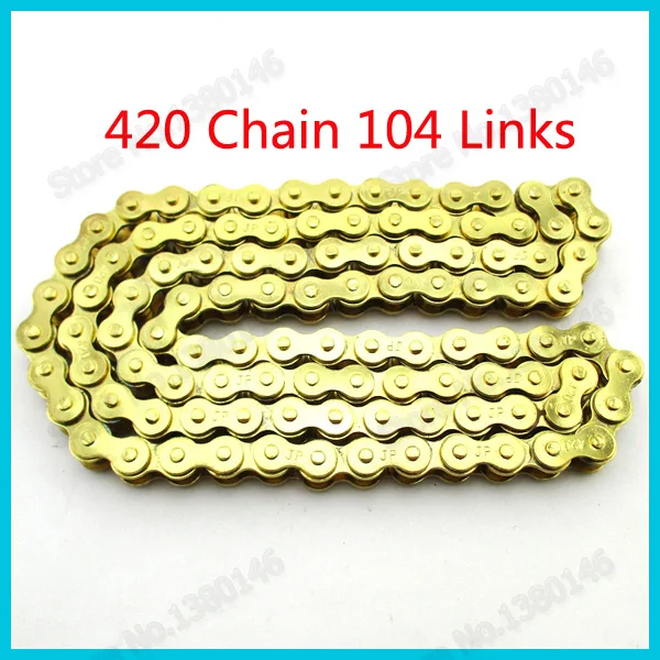 Золотая цепь 420x104 Links для XR50 CRF 50 70 Модели SSR и Pit Dirt Bike 110 125 куб. См Taotao ATV Quad |