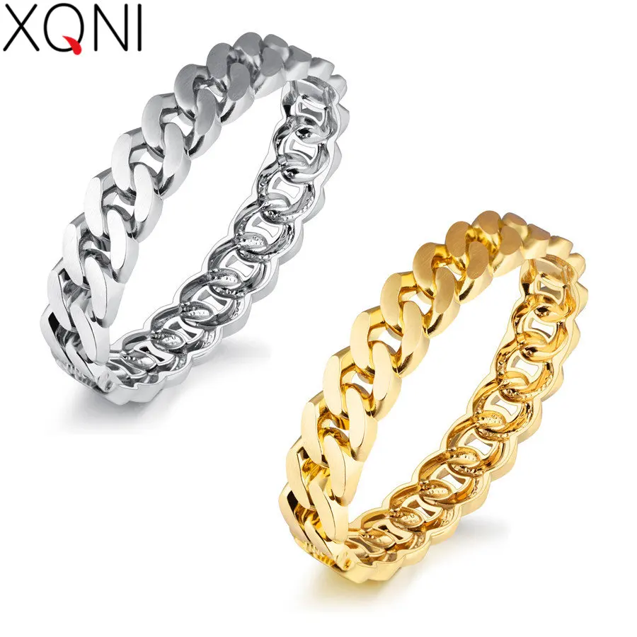 

XQNI Simple Style Bicycle Chain Silver/Gold Color Bangle With Alloy Plated Bride Accessories Bangle&Bracelet For Women Present