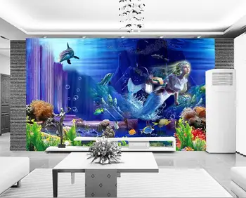

3d wallpaper custom mural non-woven Wall stickers 3 d mermaid TV setting wall of palace paintings 3d photo wall mural wallpaper