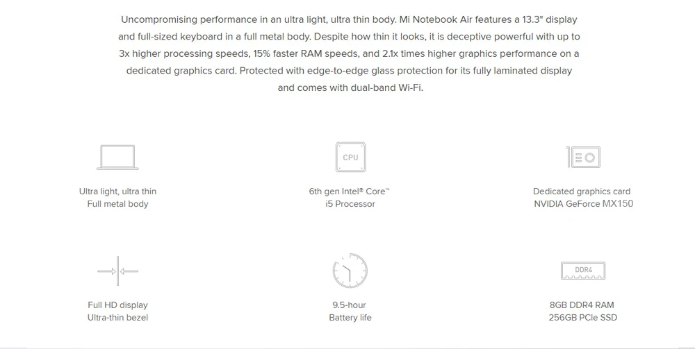 Xiaomi Mi ноутбук Air 13," Windows 10 Intel Core i5-7200U 8 Гб ram 256 ГБ SSD с датчиком отпечатков пальцев, двойной WiFi, ноутбук, темно-серый цвет