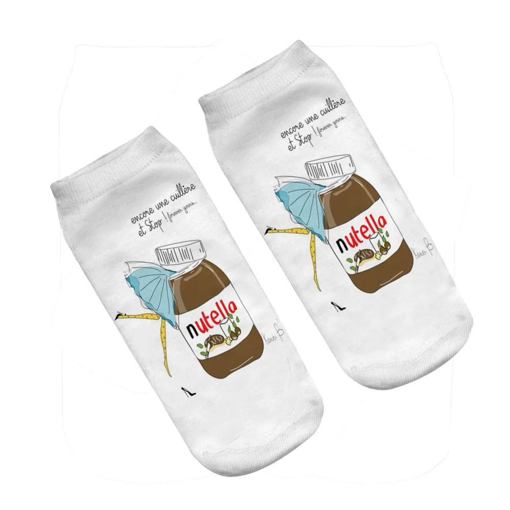 Носки с принтом бабочки Nutella, 3D носки для мужчин и женщин, женские короткие носки