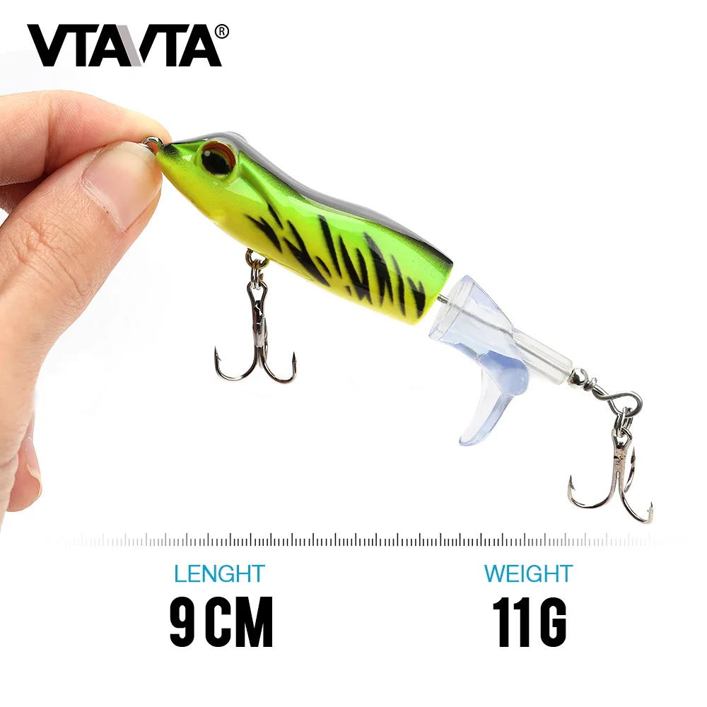 VTAVTA Topwater Whopper Plopper лягушка рыболовные приманки 9 см 11 г Твердый воблер приманка для ловли окуня мягкий вращающийся хвост