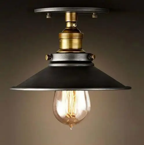 

Loft Vintage Ceiling Lamp Round Retro Ceiling Light Industrial Design Edison Bulb Antique Lampshade Ambilight Lighting Fixture