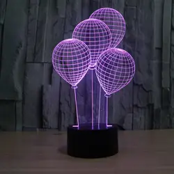 Воздушные шары 3D светодио дный светодиодная акриловая лампа сенсорный переключатель стерео визуальная иллюзия Лампа Красочный ночник