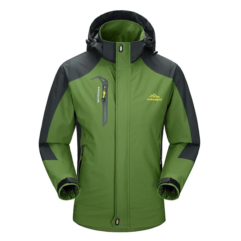 Зимняя мужская куртка, верхняя одежда из плотного бархата, водонепроницаемая ветрозащитная теплая куртка размера плюс 6XL, Мужская Флисовая Куртка с капюшоном - Цвет: Army Green Thin