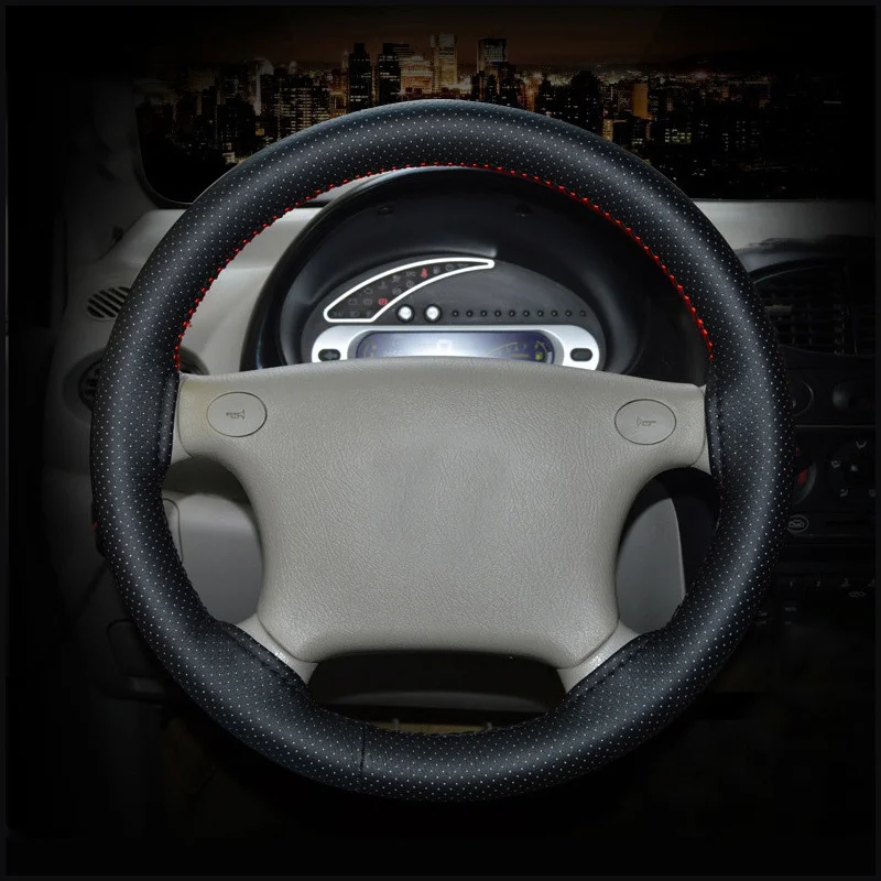 DIY автомобиля руль оплетка на 38см универсальный мягкий кожаный с иглой и резьбой