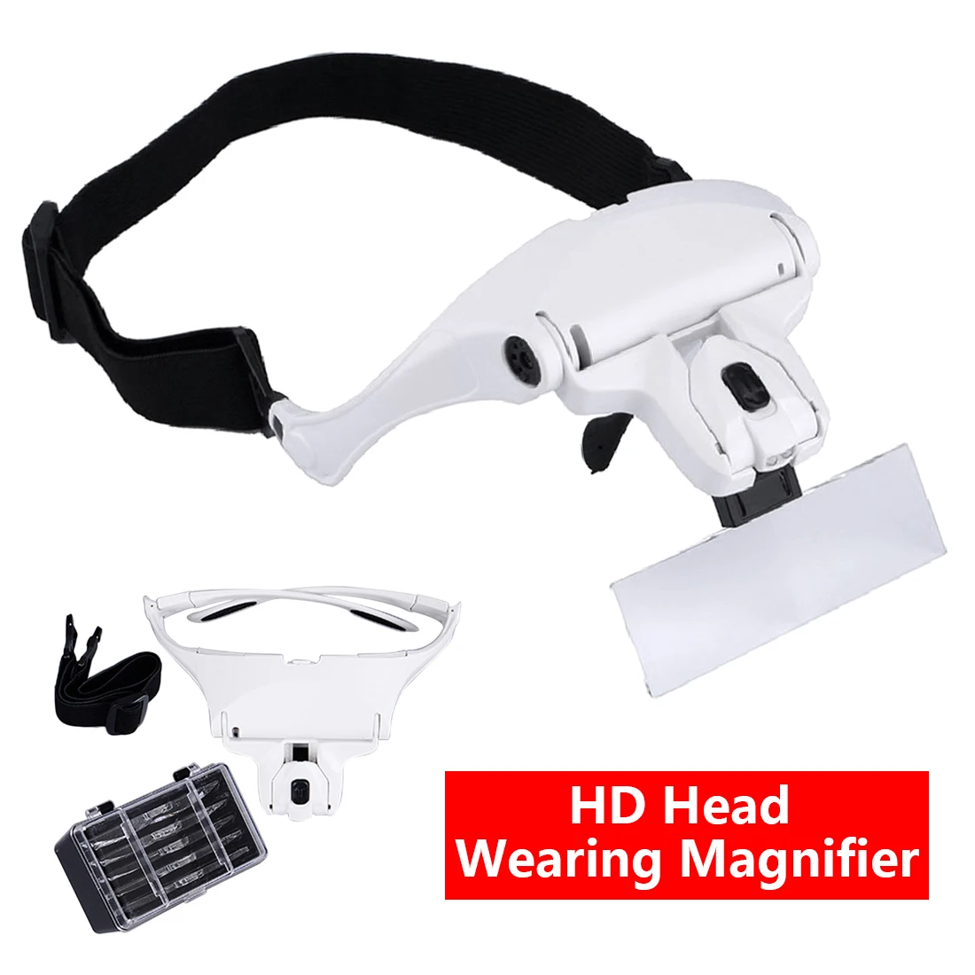 

1.0X 1.5X 2.0X 2.5X 3.5X Adjustable 5 Lens Loupe LED Light Headband Magnifier Glass LED Magnifying Glasses With Lamp