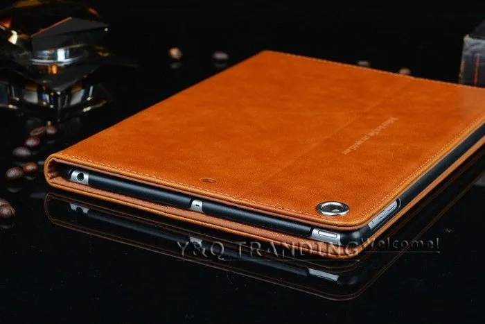 Luxury Genuine Case for iPad Leather Case Retro Business Cover Wallet Smart Cover for iPad (3)