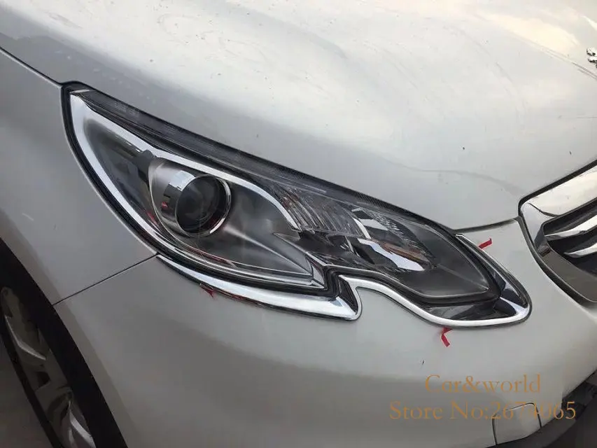 ABS хром для peugeot 2008 фары брови крышка отделка Передняя голова свет украшение автомобиля Стайлинг Аксессуары
