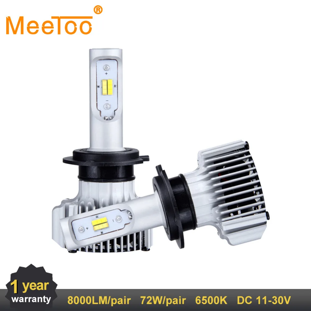 MeeToo H4 H7 Led автомобилей головной светильник 50 Вт 9005 9006 лампы двойной Цвет 3000 К туман