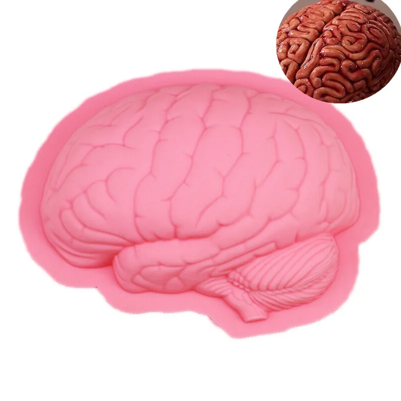 

3D Large Zombie Brain Silicone Cake Mould Chocolate Soap Molds Halloween Cozinha Kitchen Accessories Baking