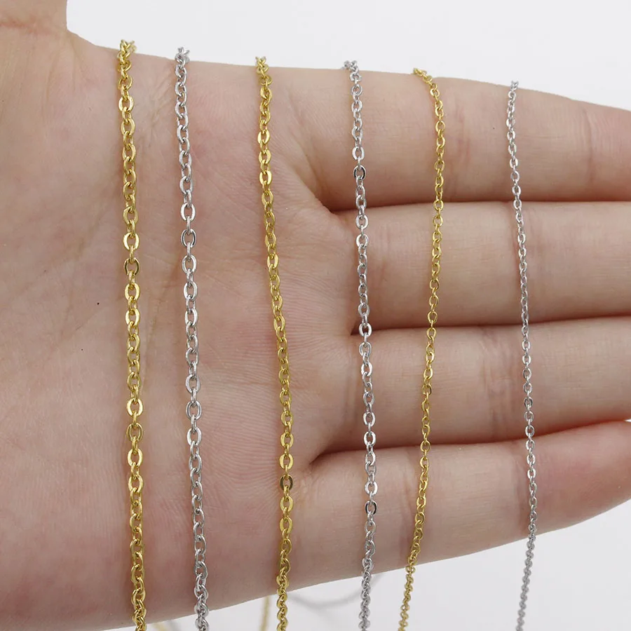 10pcs Gold Color Stainless Steel Link 45/50/55/60CM Bulk Necklace Chains  Jewelry Cuban Chains Wholesale Chain Chokers DIY Crafts - AliExpress