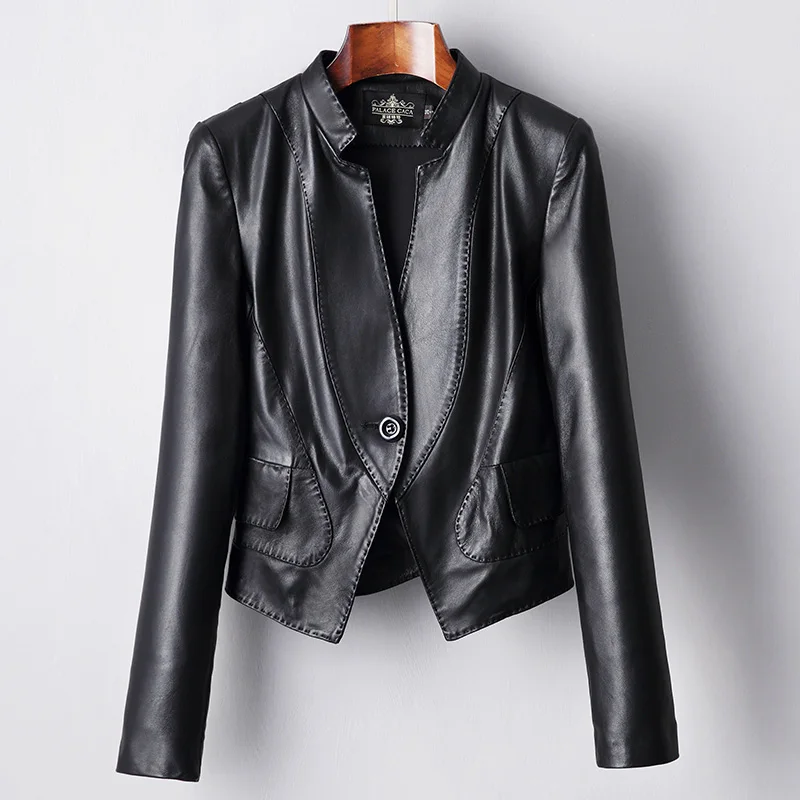 

Women's Fur Coat Real Genuine Leather Jacket Women Clothes 2019 Korean Vintage Spring Sheepskin Coat Suit OL Plus Size ZT2334