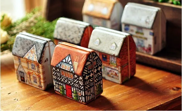 Home Decor Tea Biscuit Tin Candy Box Storage Mini Small Home Decor Tea Biscuit Tin Candy Box Storage Mini Small House Painted