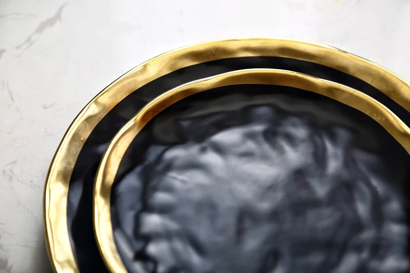 10 дюймов Европейская черная Золотая теарелка керамическая золотая инкрустация блюдо в стиле вестерн-стиль еда Стейк Салат палте 1 шт./лот