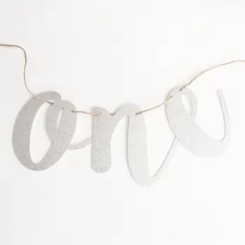 

Glitter One Banner for Birthday, photo prop banner, first birthday, glitter silver, glitter gold