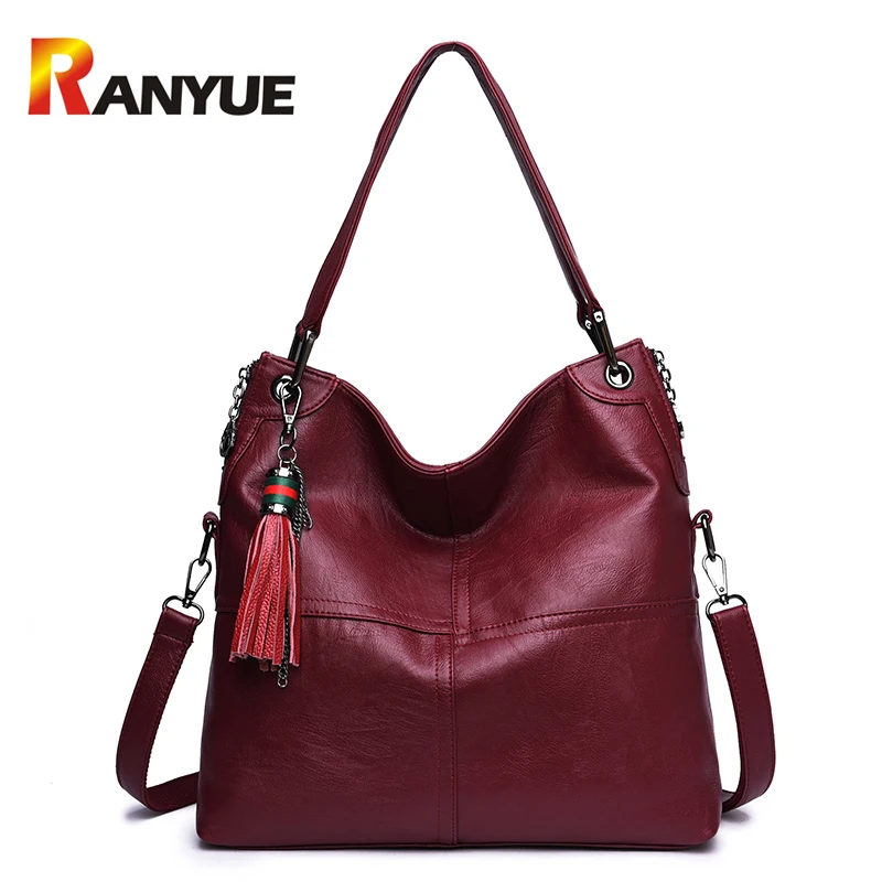 

RANYUE Women Shoulder Bag Genuinue Leather Handbags Large Capacity Casual Tote Bag Black Female Messenger Bags Bolsas Femininas