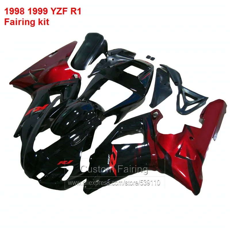 Набор для тела Обтекатели для Yamaha YZF R1 98 99(metahyic красный) 1998 1999 Высокое качество Abs обтекатель комплект HY42